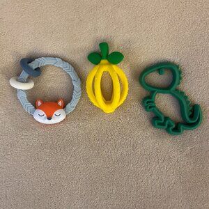 ITZY RITZY SILCONE TEETHERS Set of 3 for Ages 3+ Months